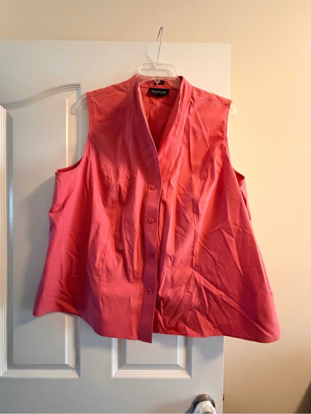 Jones New York Sleeveless Button-Front Coral Pink Blouse